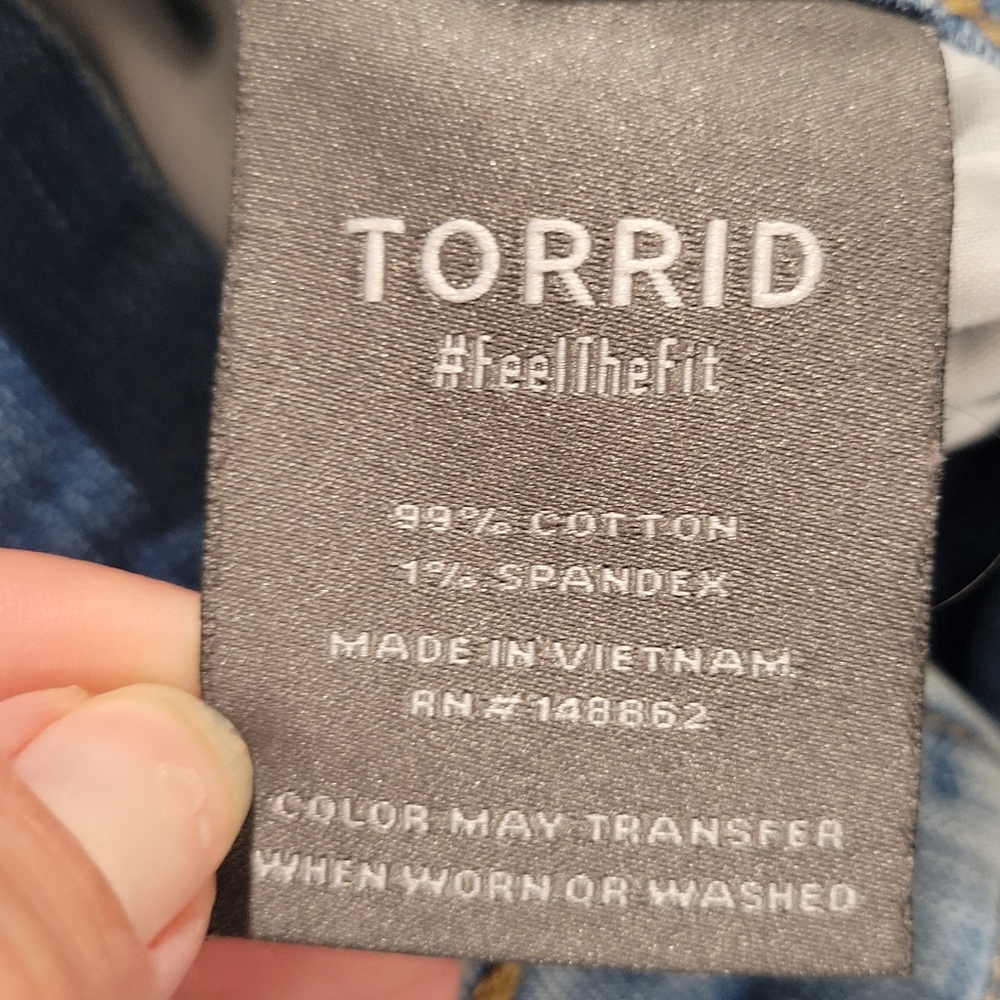 Torrid Denim A-Line Front Slit Midi Jean Skirt Size 18 Blue Pockets Retro - Picture 10 of 11